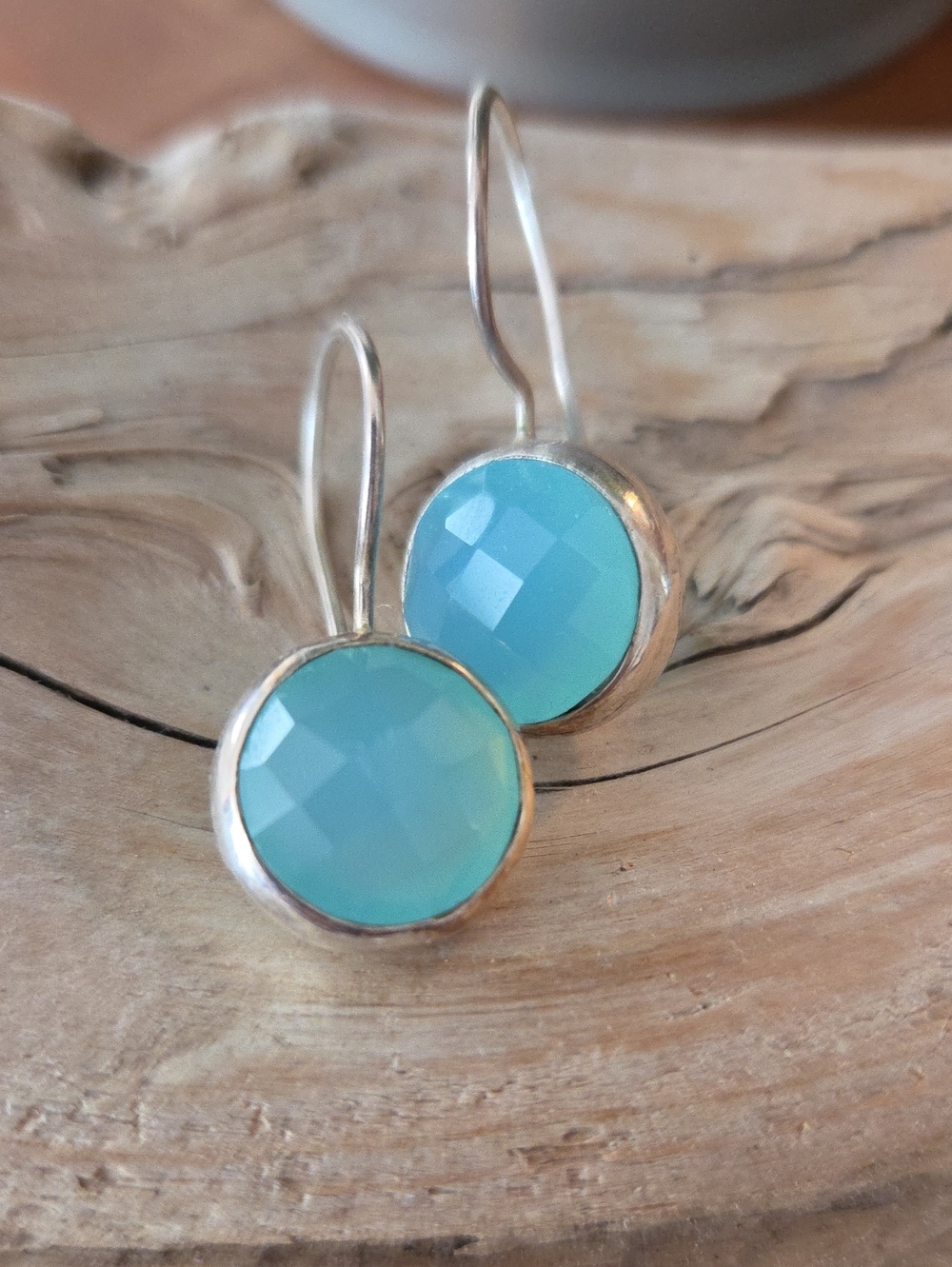 Sterling Silver & Aqua Blue Faceted Drop Earrings